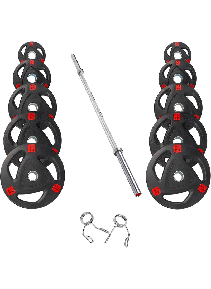 Olympic Rubber Weight Plates Pair with Tri-Grip Handles, Solid Cast Iron Barbell Discs 2.5kg–25kg for Strength Training, Weightlifting, Powerlifting, Home Gym & Muscle Building(2X15kg) - Image 4